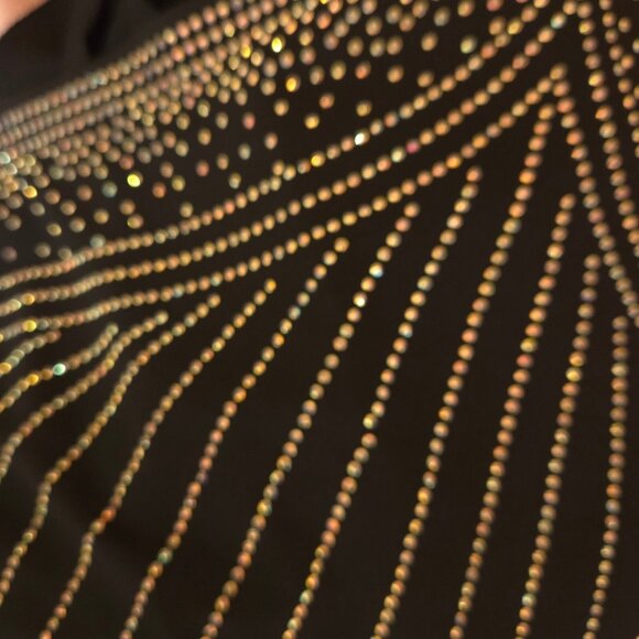 Y2K Black Sleeveless Rhinestone Top Size M Going Out Top Glitter Mcbling - Picture 5 of 9